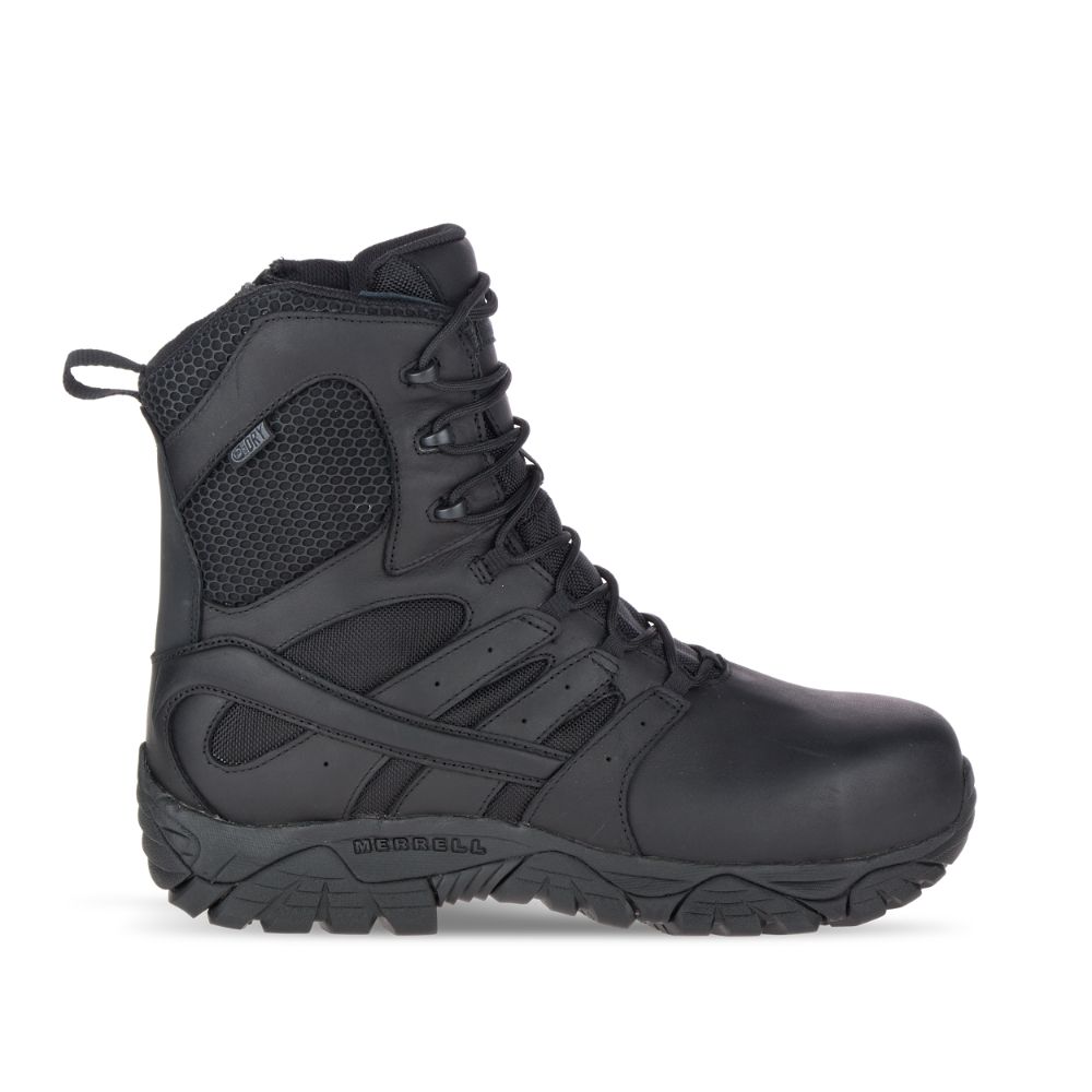 Merrel Moa 8" Tactica ResponsWaterproo Com To Wor Boots Wid Widt Black - Click Image to Close