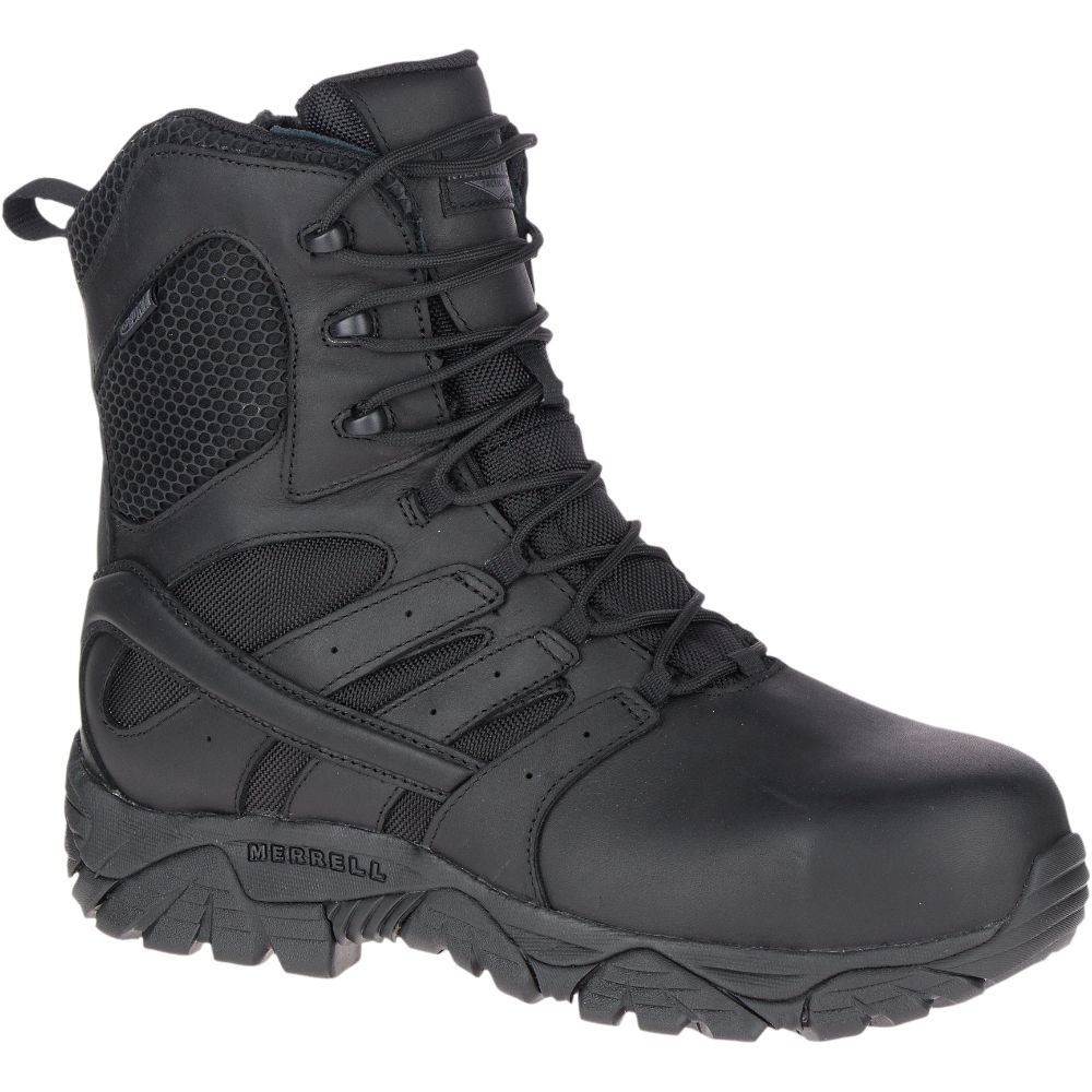 Merrel Moa 8" Tactica ResponsWaterproo Com To Wor Boots Wid Widt Black