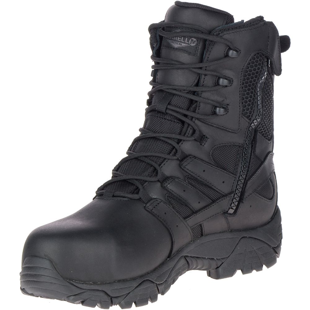 Merrel Moa 8" Tactica ResponsWaterproo Com To Wor Boots Wid Widt Black