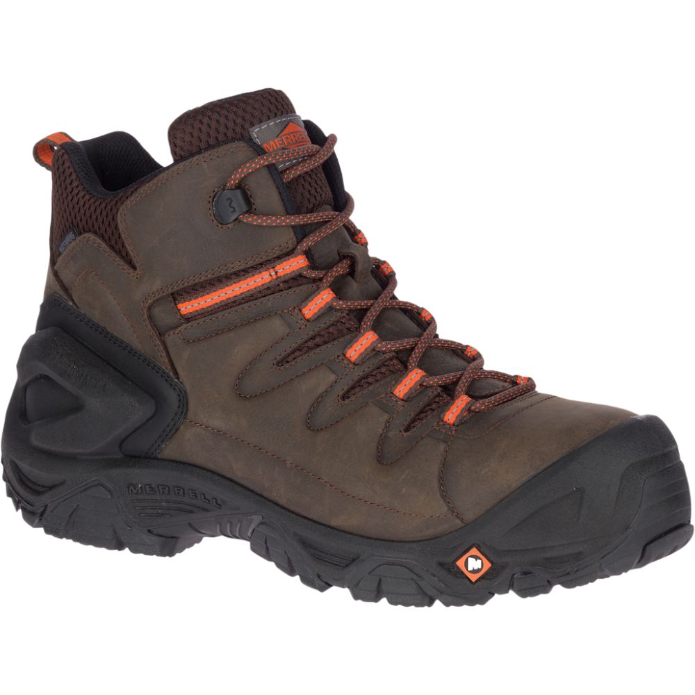 Merrel StrongfielLeathe 6&quotWaterproo Com To Wor Boots Espresso