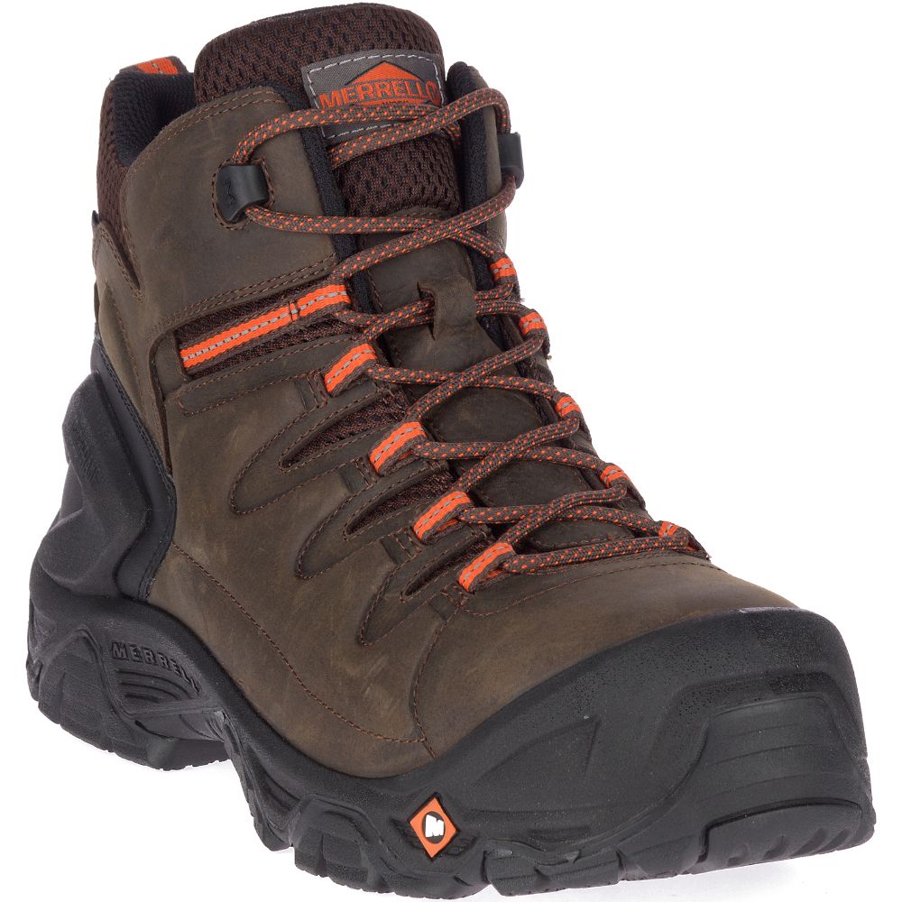 Merrel StrongfielLeathe 6&quotWaterproo Com To Wor Boots Espresso