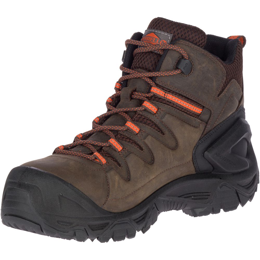 Merrel StrongfielLeathe 6&quotWaterproo Com To Wor Boots Espresso