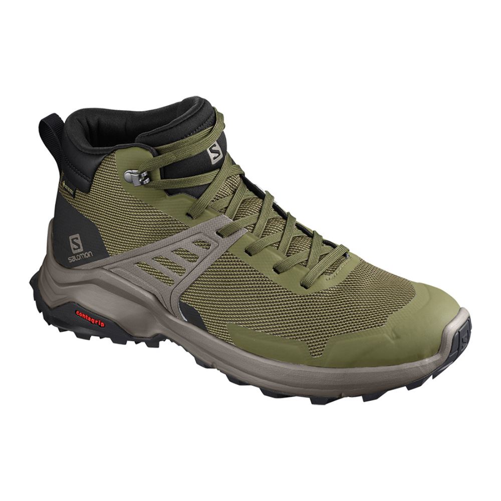 Salomon X Raise Mid Gtx - Olive Night/Black/Vintage Kaki - Click Image to Close