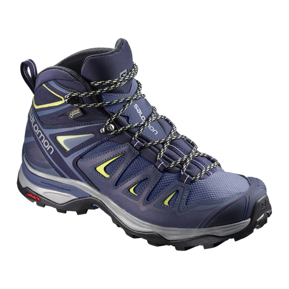 Salomon X Ultra 3 Wide Mid Gtx W - Crown Blue/Evening Blue/Sunny Lime - Click Image to Close