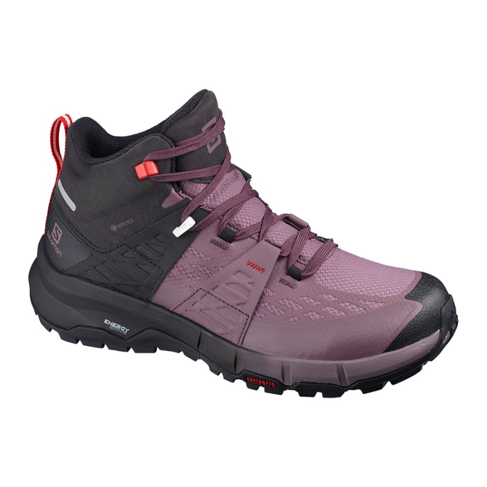 Salomon Odyssey Mid Gtx W - Black/Flint/High Risk Red - Click Image to Close