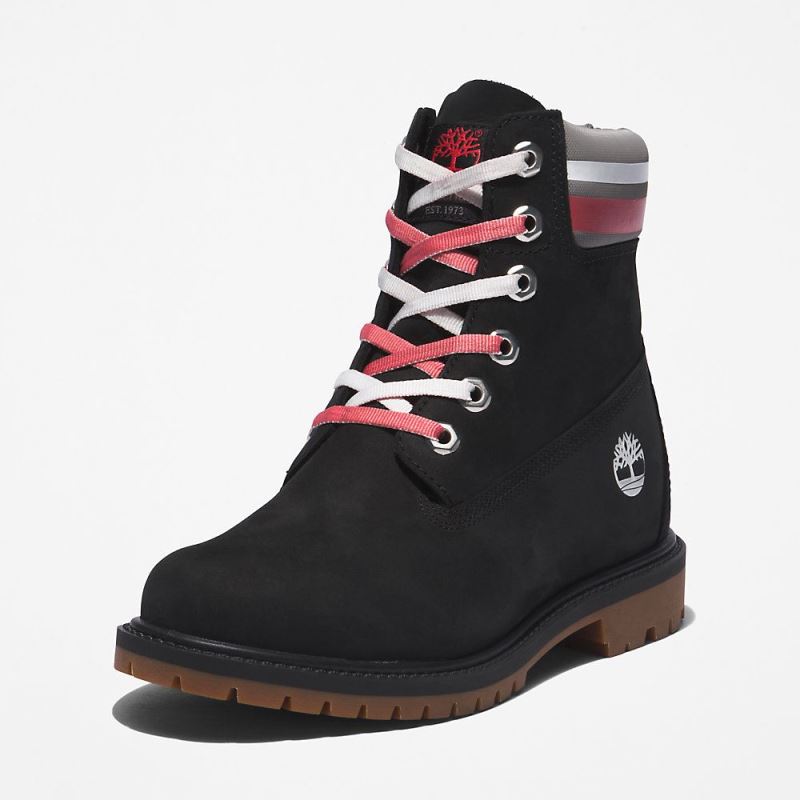 Timberland Heritage 6 Inch Boot for Women in Black/Pink