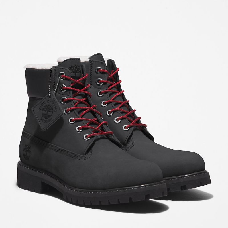 Timberland Premium 6 Inch Winter Boot for Men in Black with Red