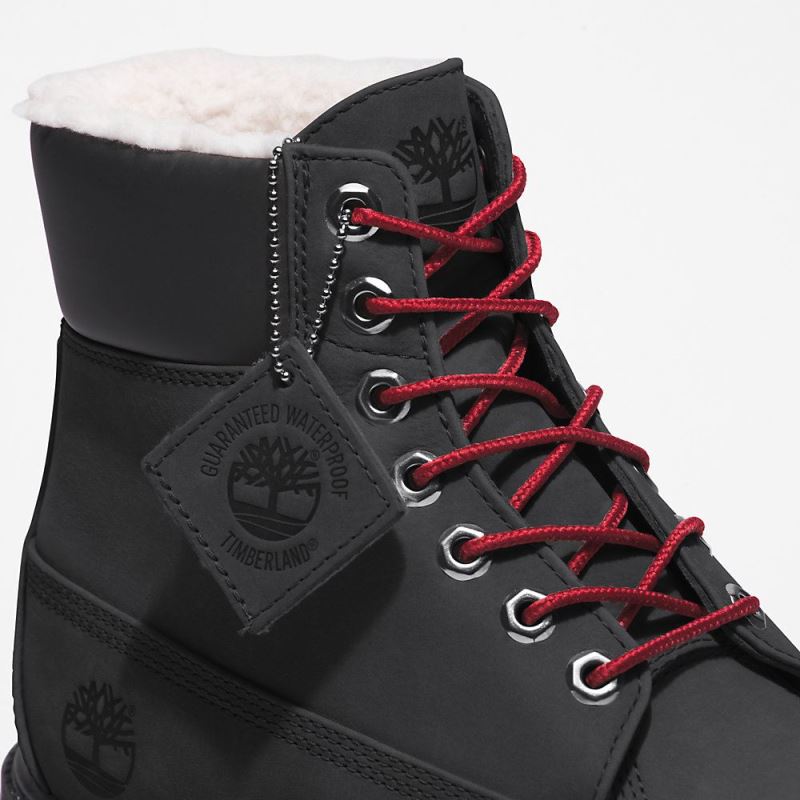 Timberland Premium 6 Inch Winter Boot for Men in Black with Red