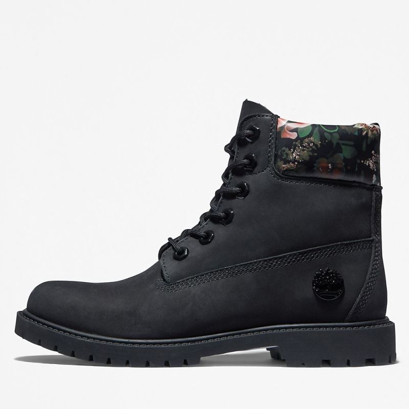 Timberland Heritage 6 Inch Boot for Women in Black/Floral