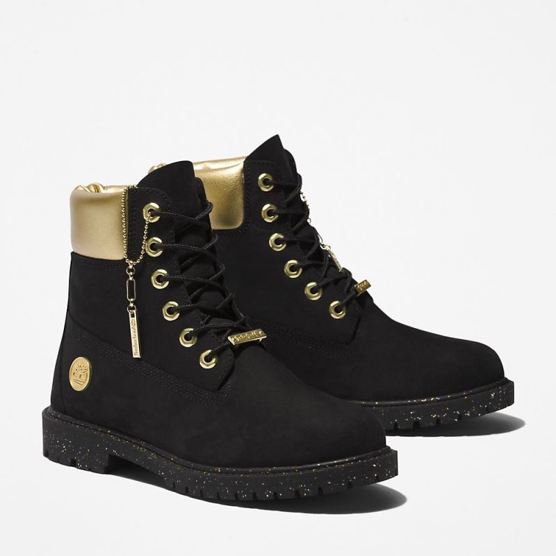 Timberland Heritage 6 Inch Boot for Women in Black/Gold