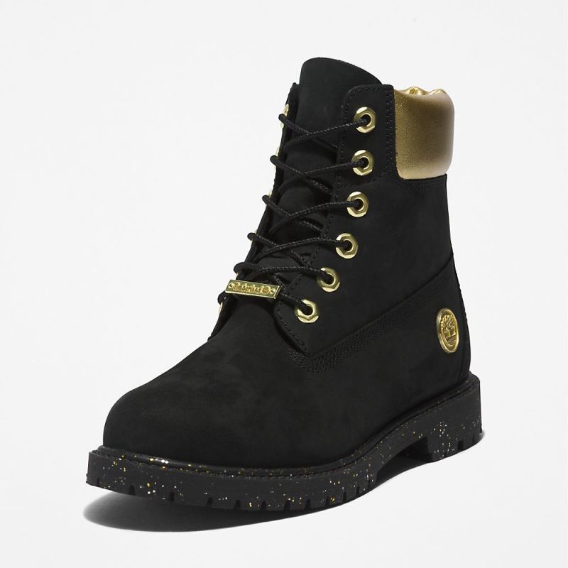 Timberland Heritage 6 Inch Boot for Women in Black/Gold