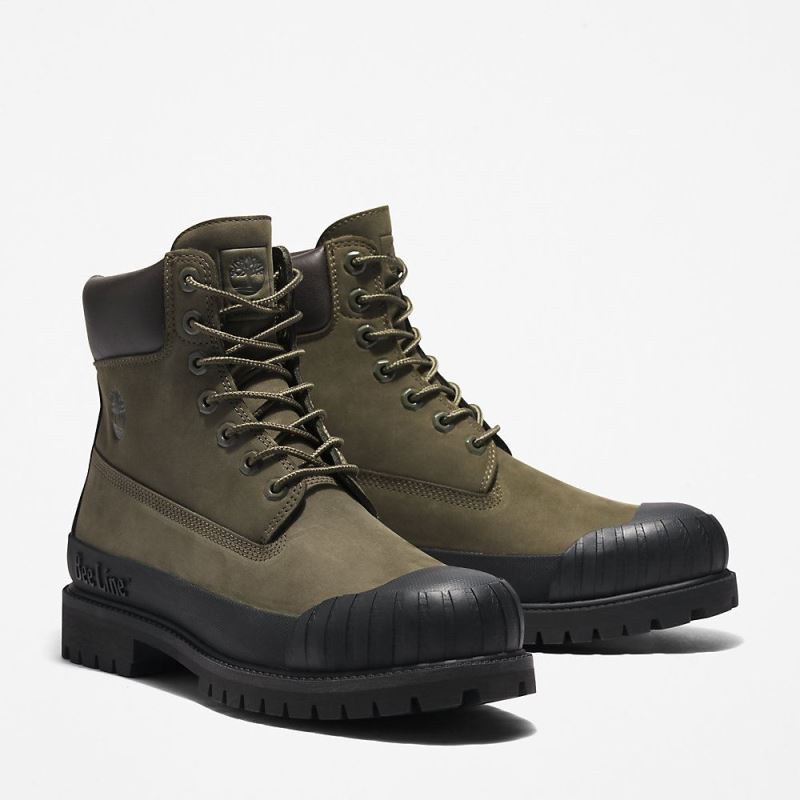 Timberland Bee Line x 6 Inch Rubber Toe Boot for Men in Dark Green/Black