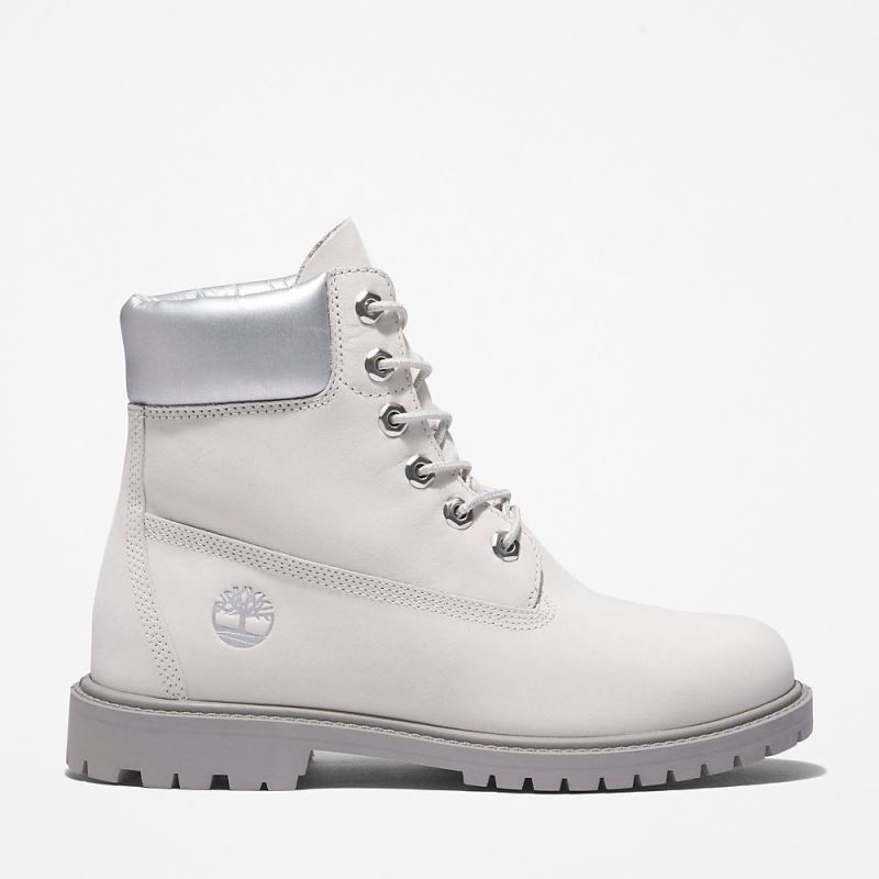 Timberland Heritage 6 Inch Boot for Women in White/Silver