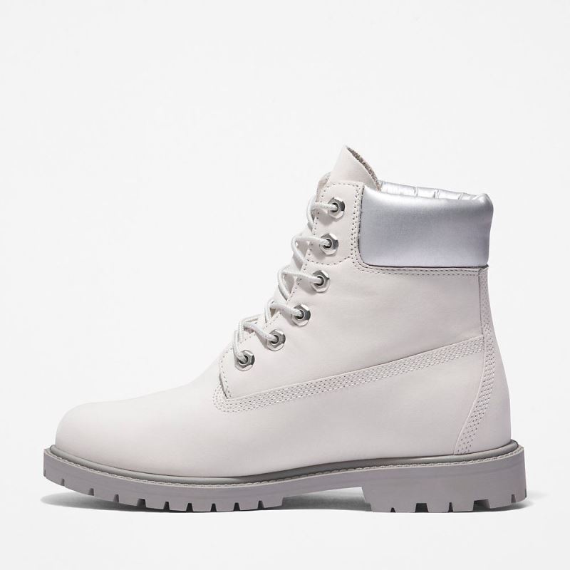 Timberland Heritage 6 Inch Boot for Women in White/Silver