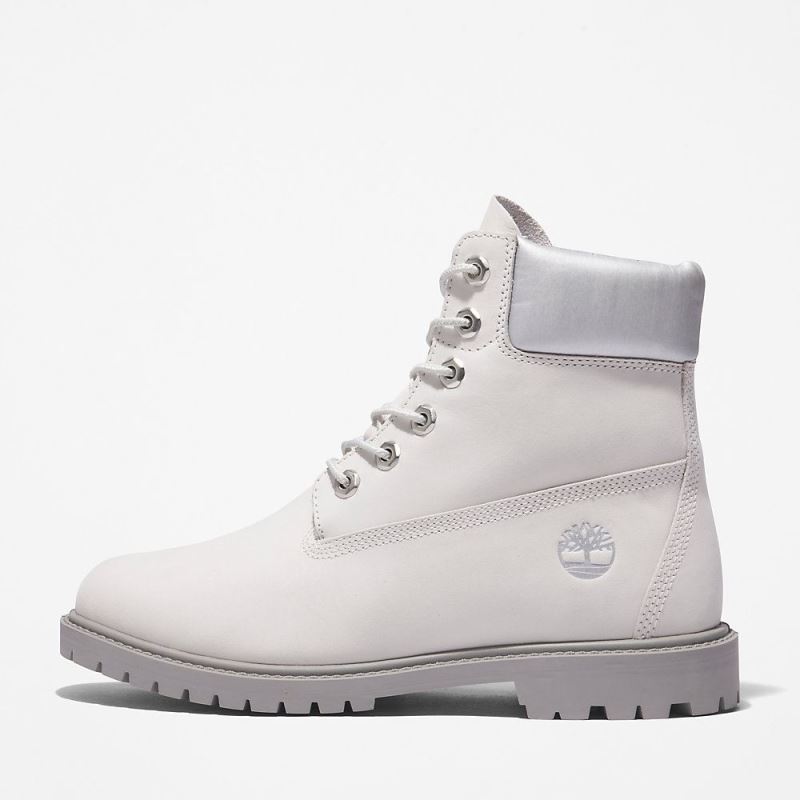 Timberland Heritage 6 Inch Boot for Women in White/Silver