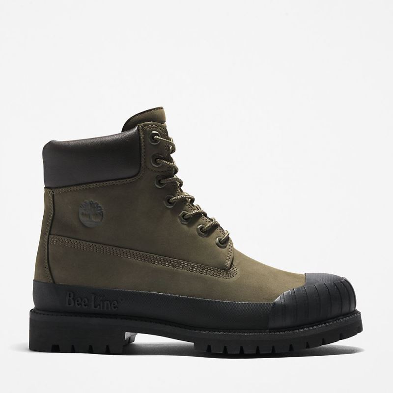 Timberland Bee Line x 6 Inch Rubber Toe Boot for Men in Dark Green/Black