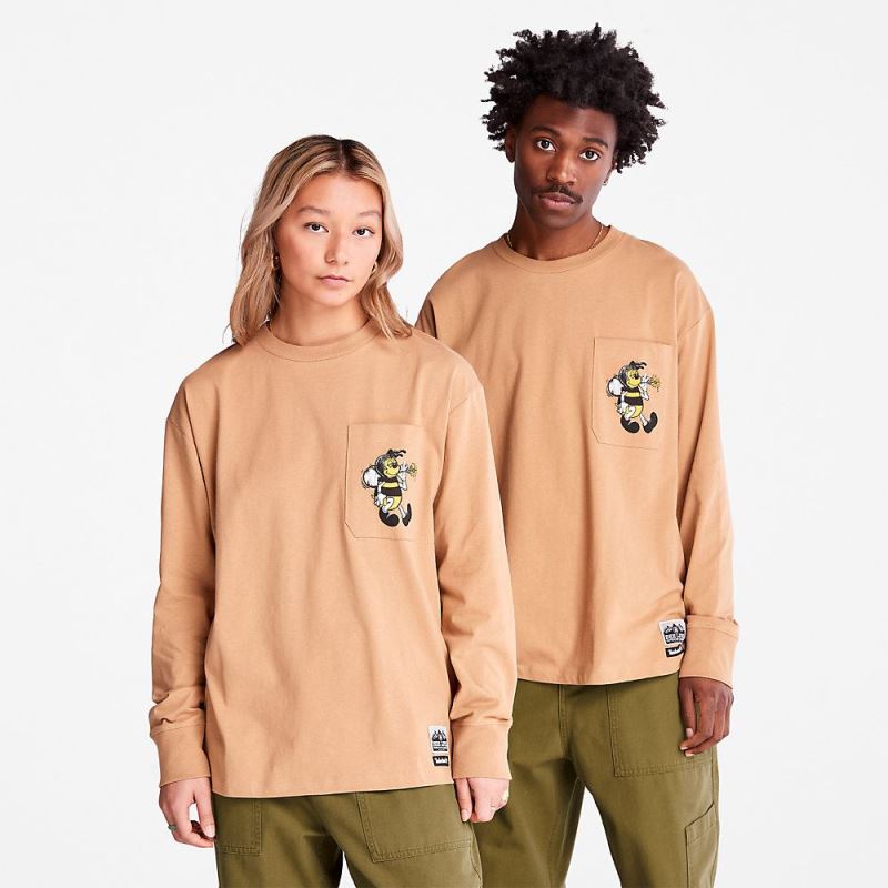 Timberland Bee Line x Back-graphic Long-sleeved T-Shirt in Brown