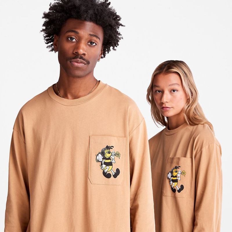 Timberland Bee Line x Back-graphic Long-sleeved T-Shirt in Brown