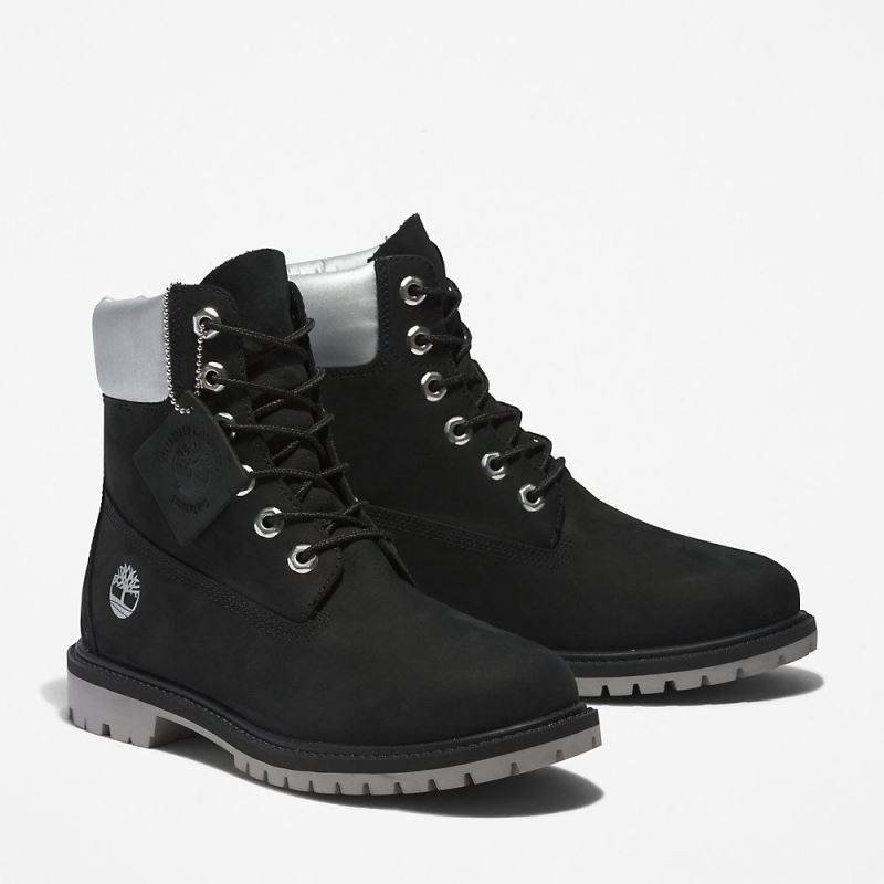 Timberland Heritage 6 Inch Boot for Women in Black/Silver