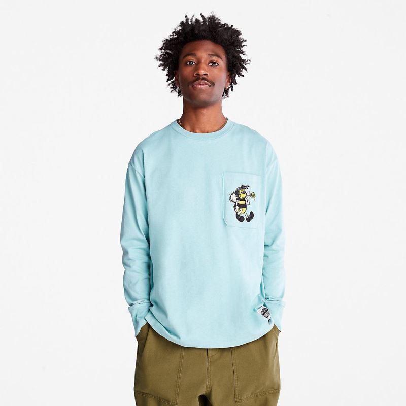 Timberland Bee Line x Back-graphic Long-sleeved T-Shirt in Blue