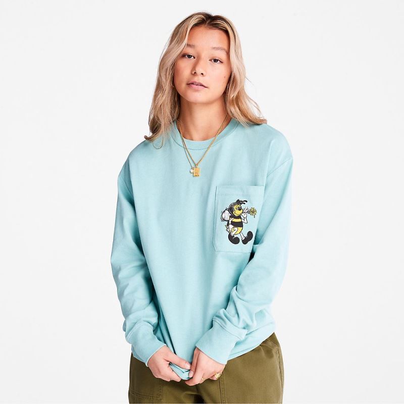 Timberland Bee Line x Back-graphic Long-sleeved T-Shirt in Blue