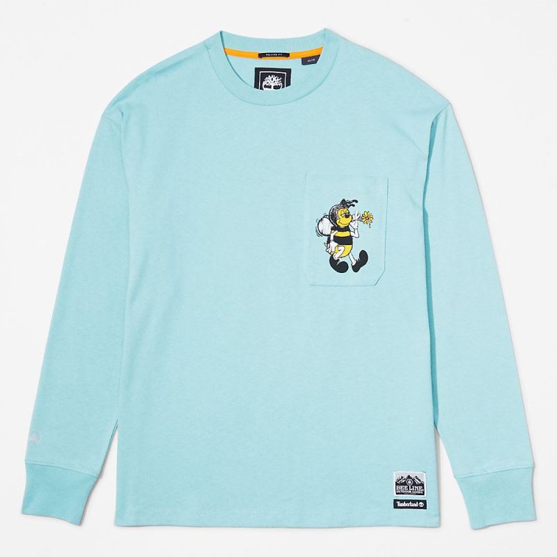 Timberland Bee Line x Back-graphic Long-sleeved T-Shirt in Blue