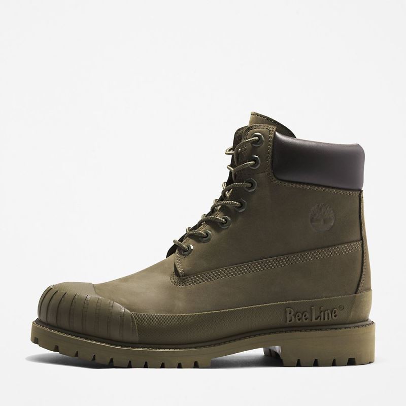 Timberland Bee Line x 6 Inch Rubber Toe Boot for Men in Dark Green