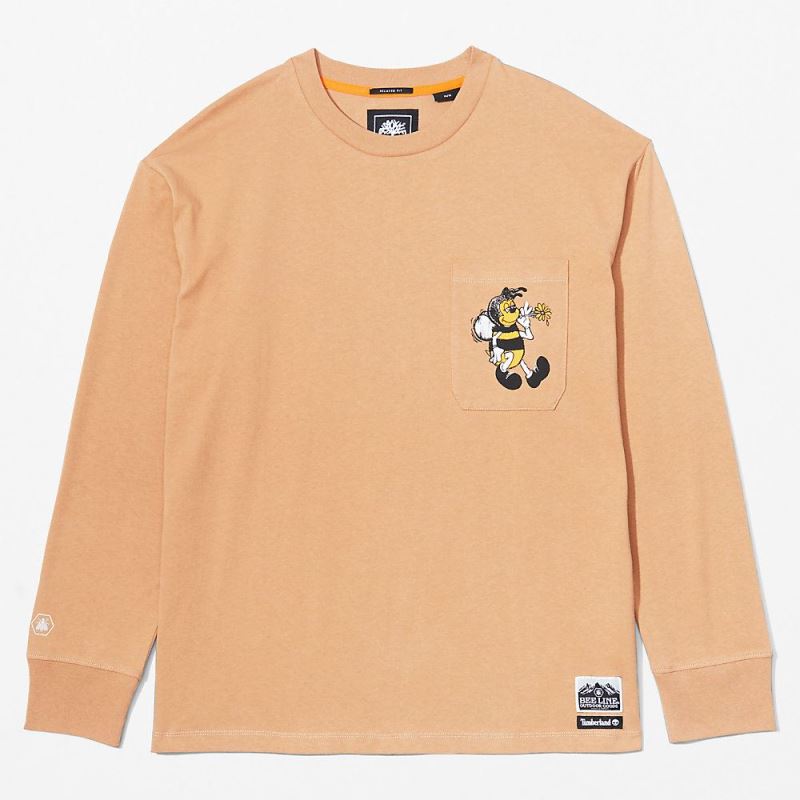 Timberland Bee Line x Back-graphic Long-sleeved T-Shirt in Brown