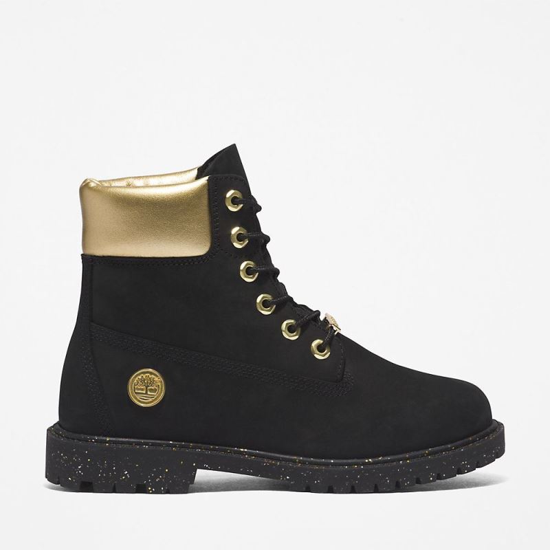 Timberland Heritage 6 Inch Boot for Women in Black/Gold