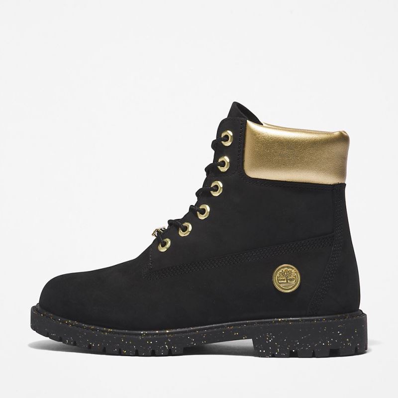 Timberland Heritage 6 Inch Boot for Women in Black/Gold