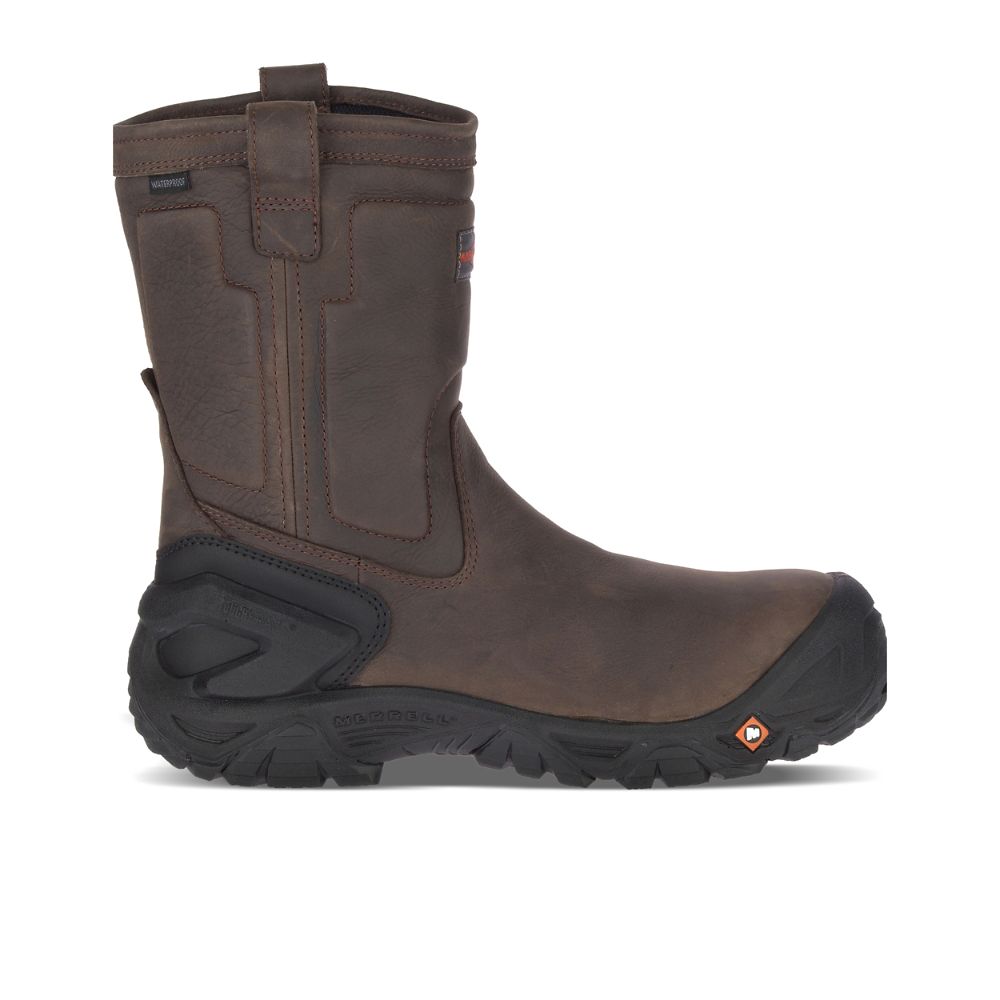 Merrel StrongfielLeathe Pul OWaterproo Com To Wor Boots Wid Widt Espresso - Click Image to Close