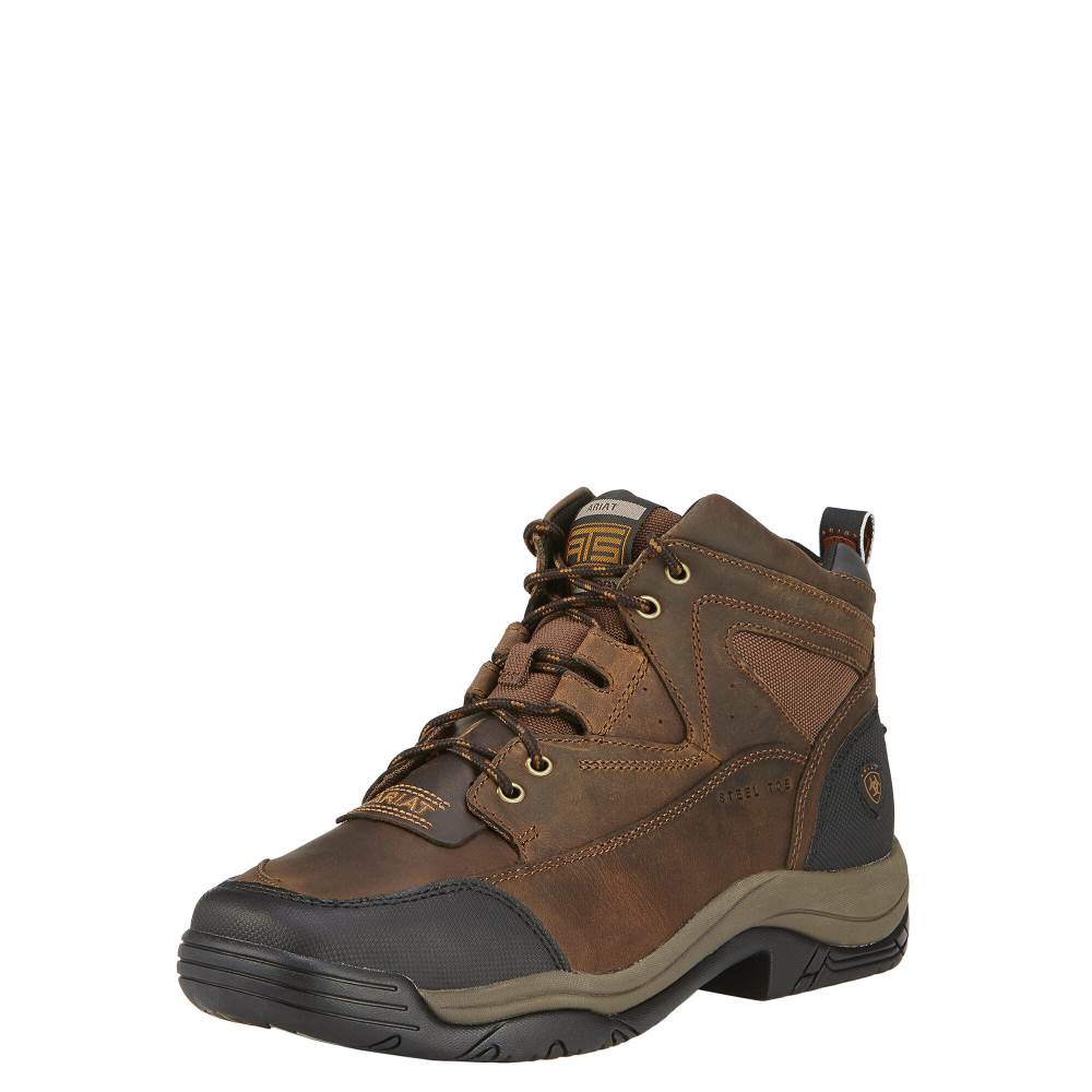 Ariat Terrain Wide Square Toe Steel Toe Work Boot - DISTRESSED BROWN - Click Image to Close