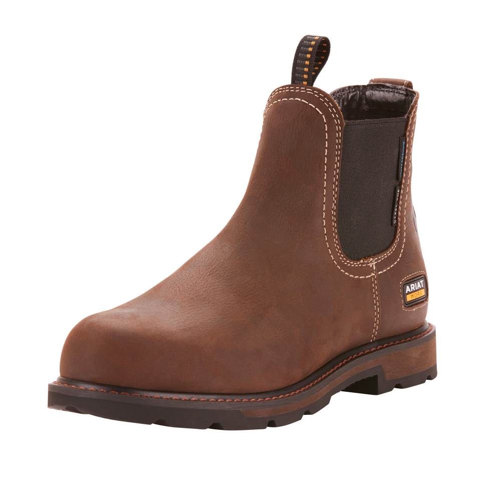 Ariat Groundbreaker Chelsea Waterproof Steel Toe Work Boot - DARK BROWN