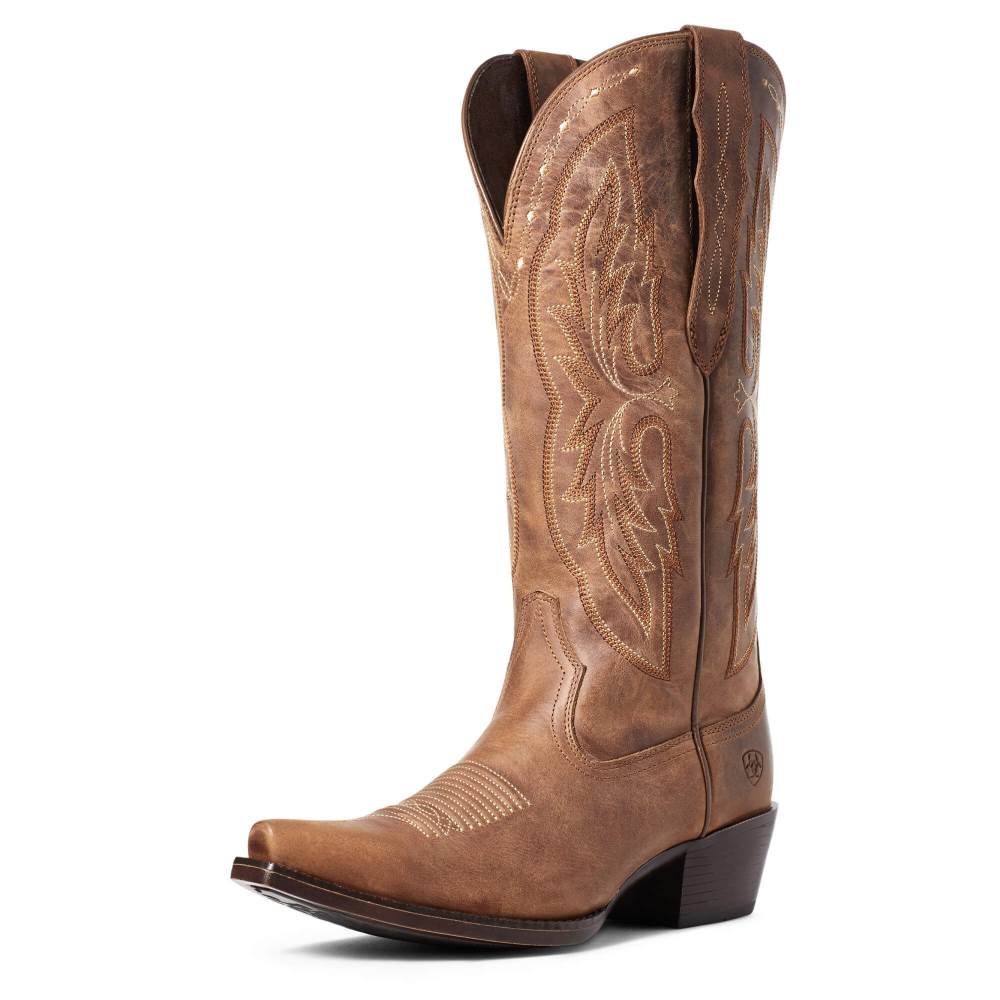 Ariat Heritage X Toe Elastic Wide Calf Western Boot - DISTRESSED BROWN