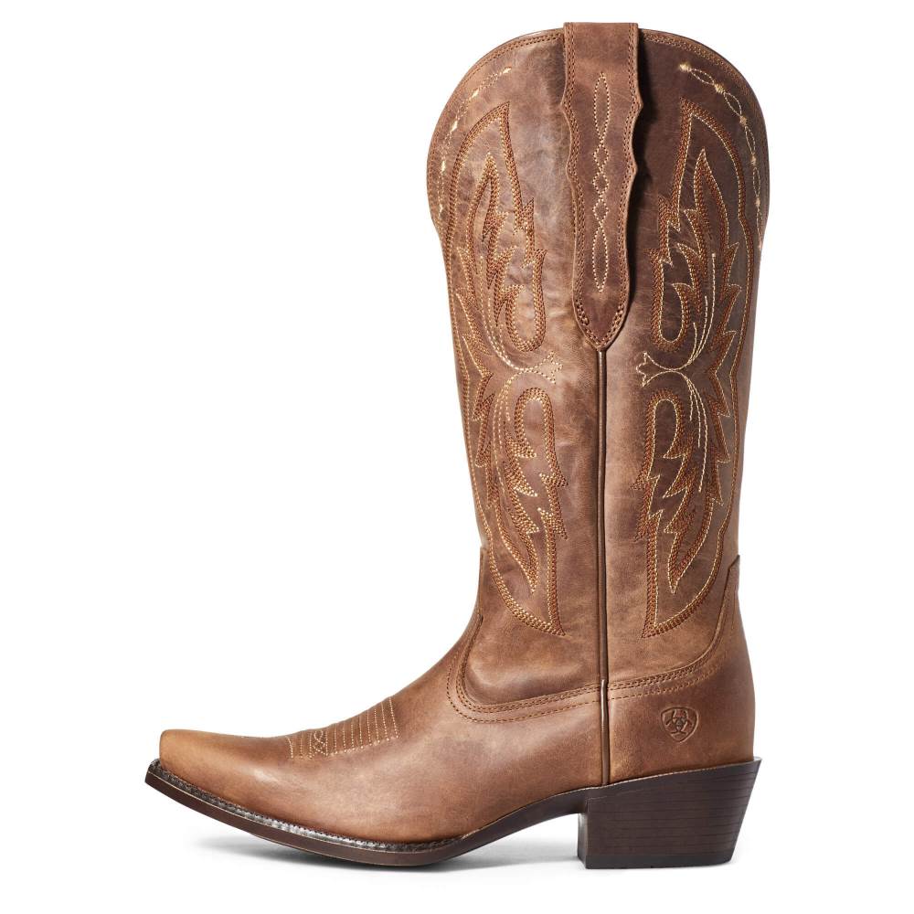 Ariat Heritage X Toe Elastic Wide Calf Western Boot - DISTRESSED BROWN