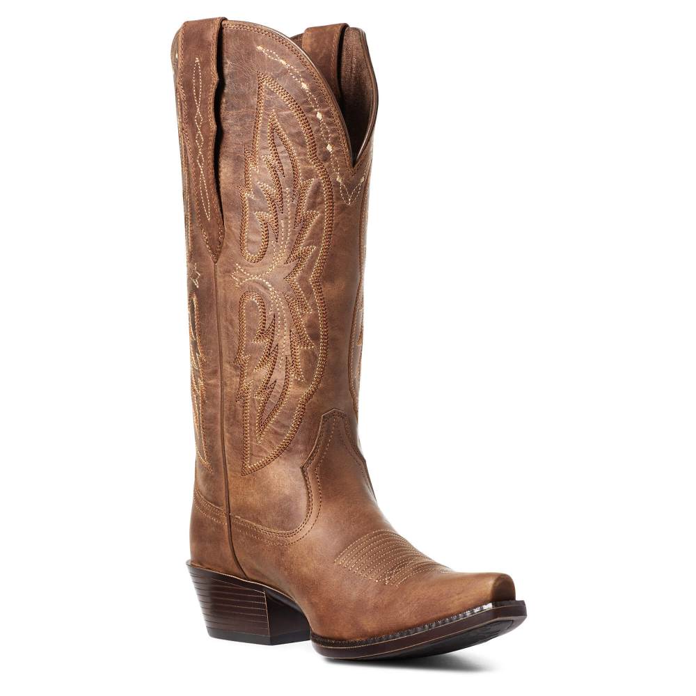 Ariat Heritage X Toe Elastic Wide Calf Western Boot - DISTRESSED BROWN