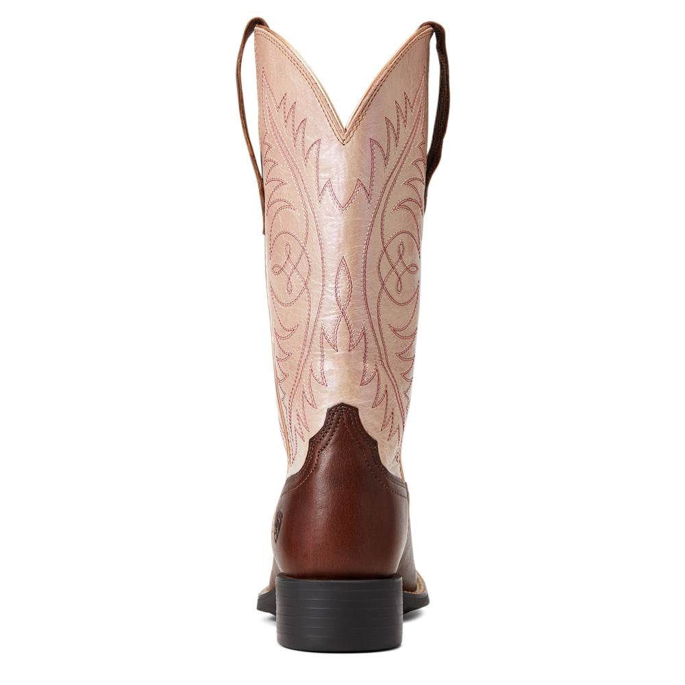 Ariat Round Up Wide Square Toe StretchFit Western Boot - FESTIVAL BROWN