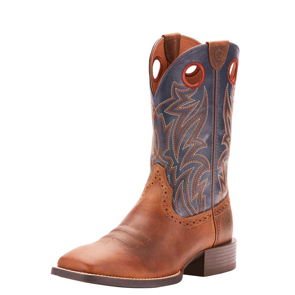 Ariat Sport Sidebet Western Boot - DISTRESSED BROWN - Click Image to Close