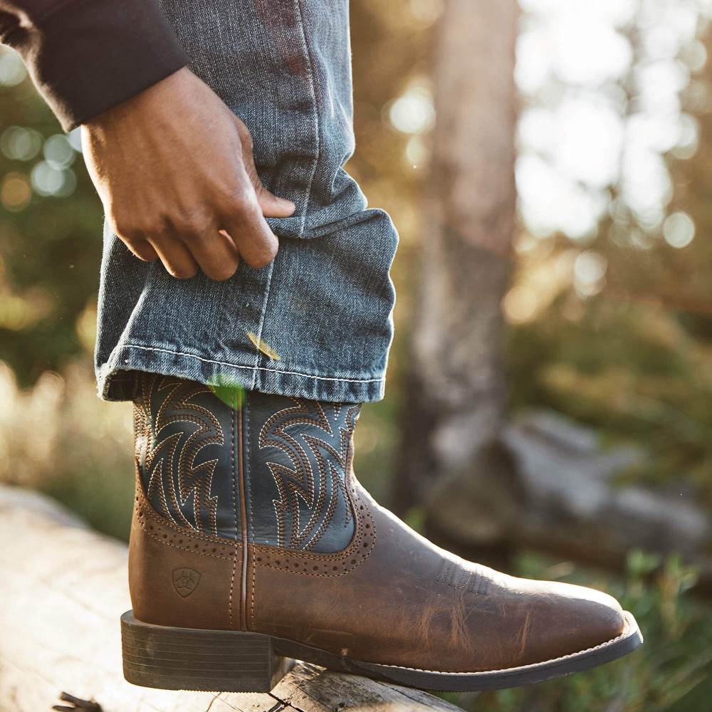 Ariat Sport Sidebet Western Boot - DISTRESSED BROWN