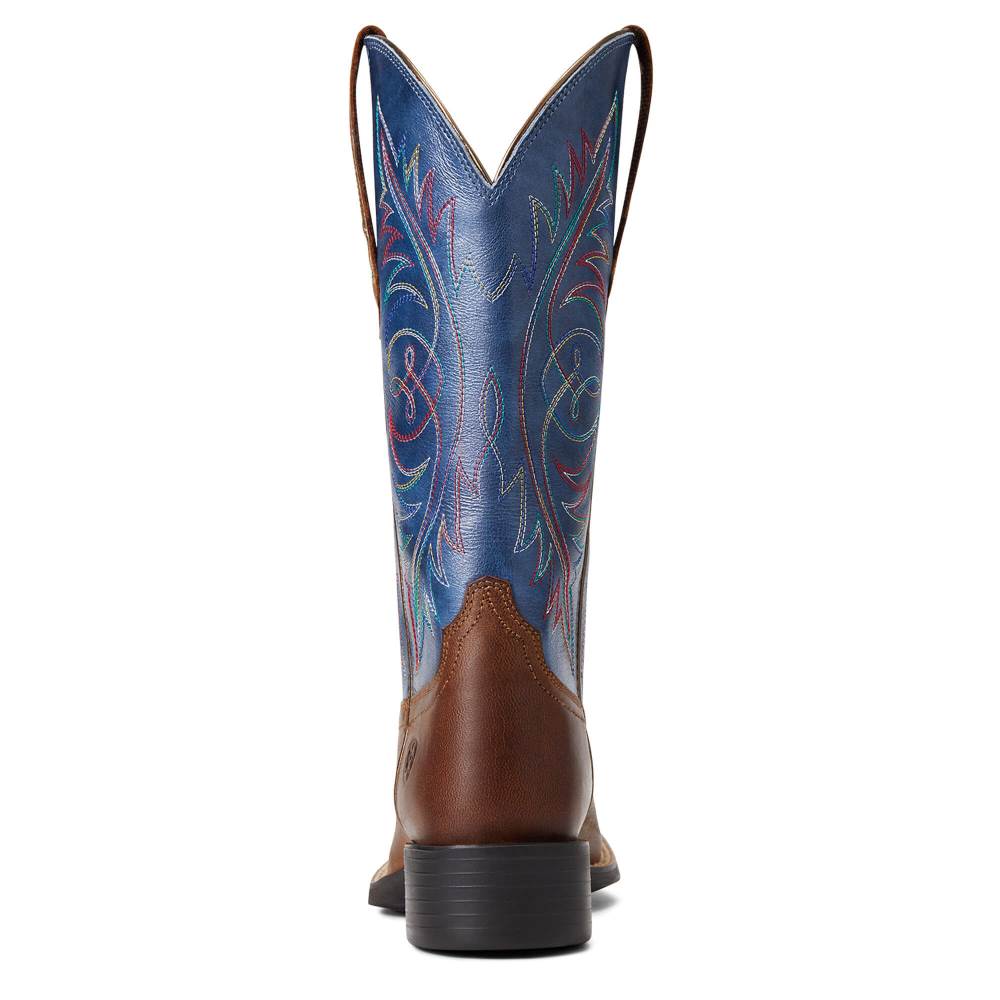 Ariat Round Up Wide Square Toe StretchFit Western Boot - SASSY BROWN