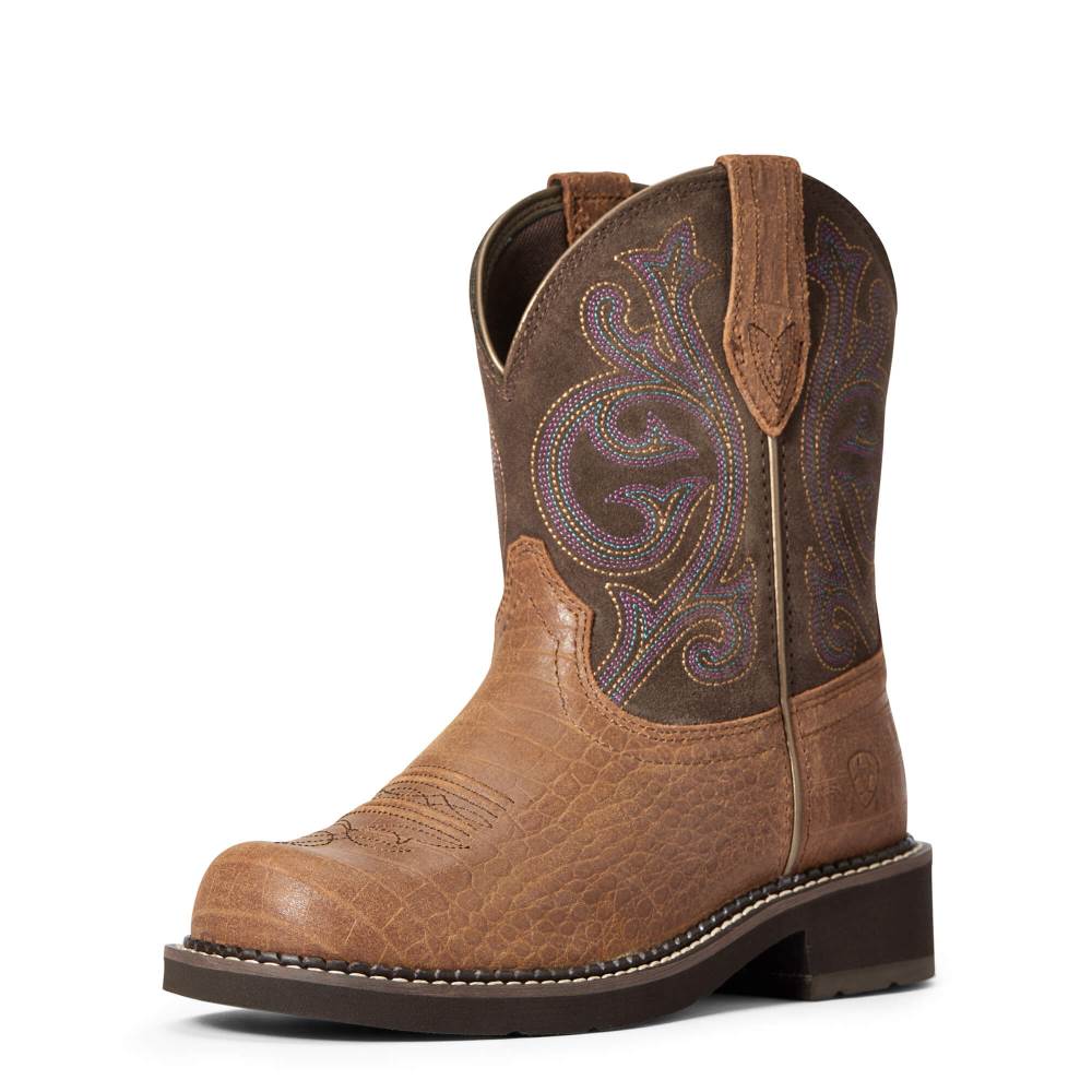 Ariat Fatbaby Heritage Western Boot - BROWN CROCO PRINT - Click Image to Close