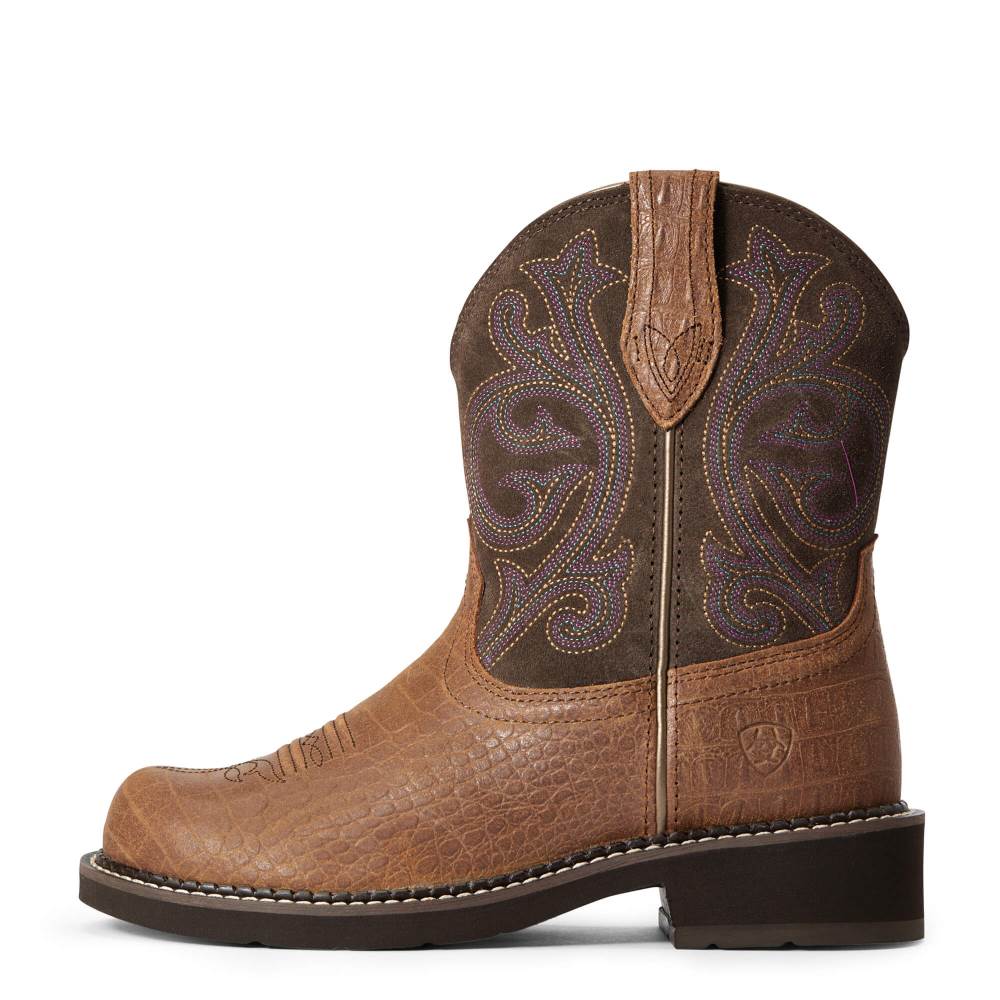 Ariat Fatbaby Heritage Western Boot - BROWN CROCO PRINT