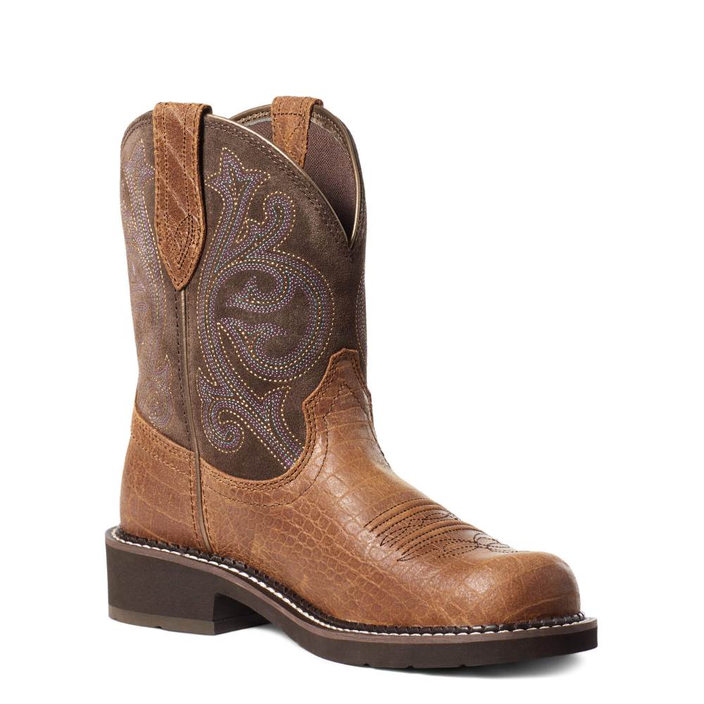 Ariat Fatbaby Heritage Western Boot - BROWN CROCO PRINT