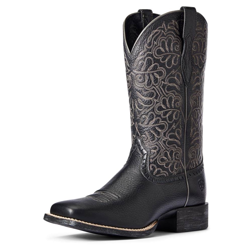 Ariat Round Up Remuda Western Boot - BLACK DEERTAN - Click Image to Close