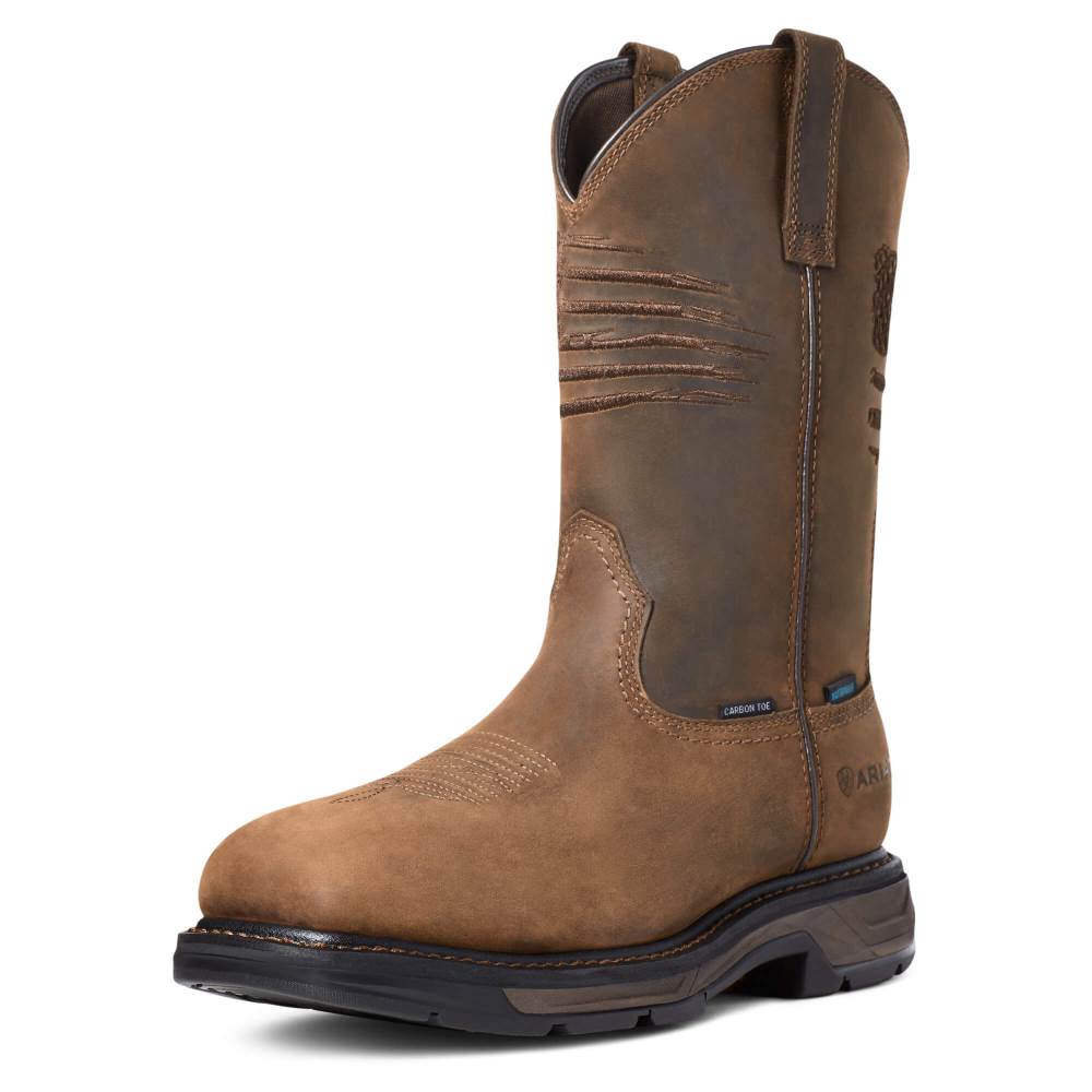 Ariat WorkHog XT Patriot Waterproof Carbon Toe Work Boot - DISTRESSED BROWN - Click Image to Close