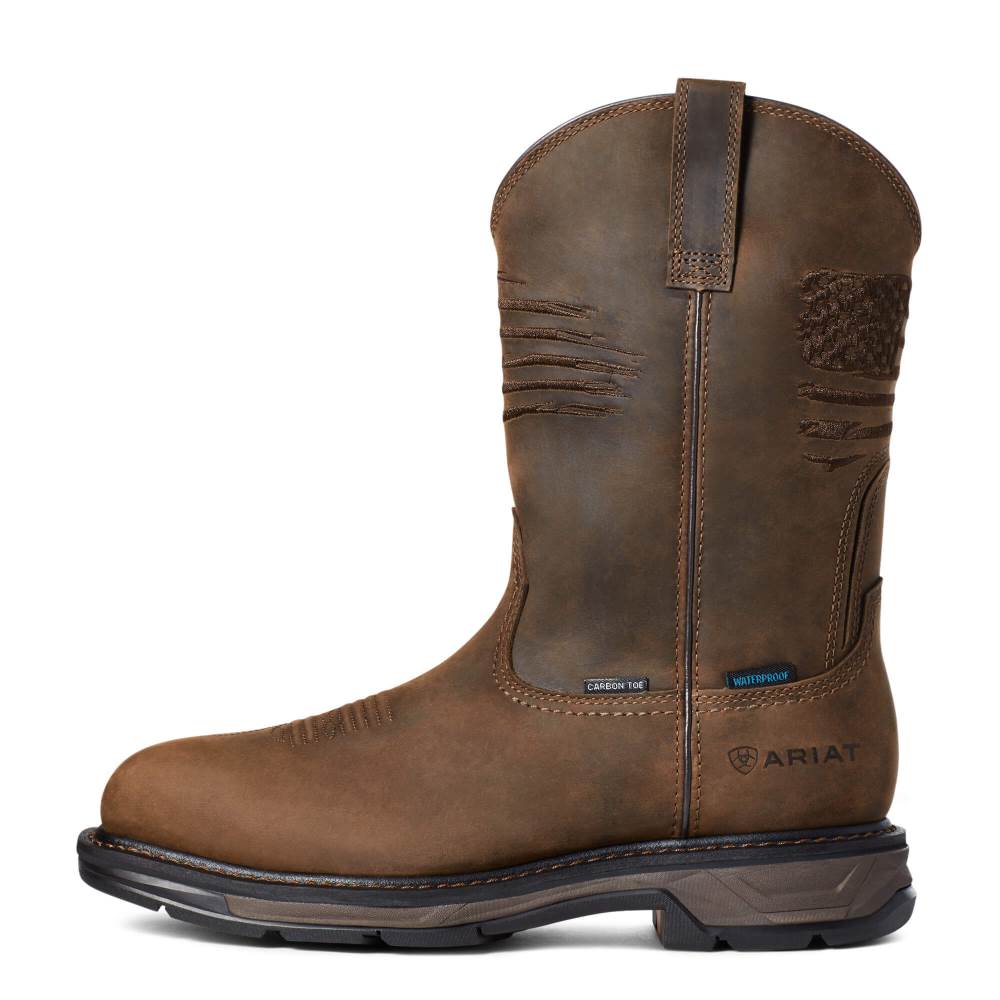 Ariat WorkHog XT Patriot Waterproof Carbon Toe Work Boot - DISTRESSED BROWN