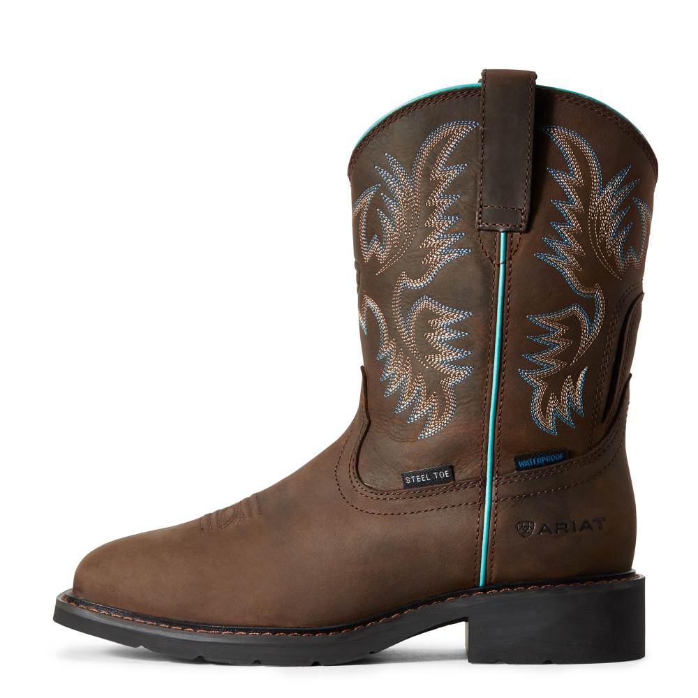 Ariat Krista Waterproof Steel Toe Work Boot - DARK BROWN