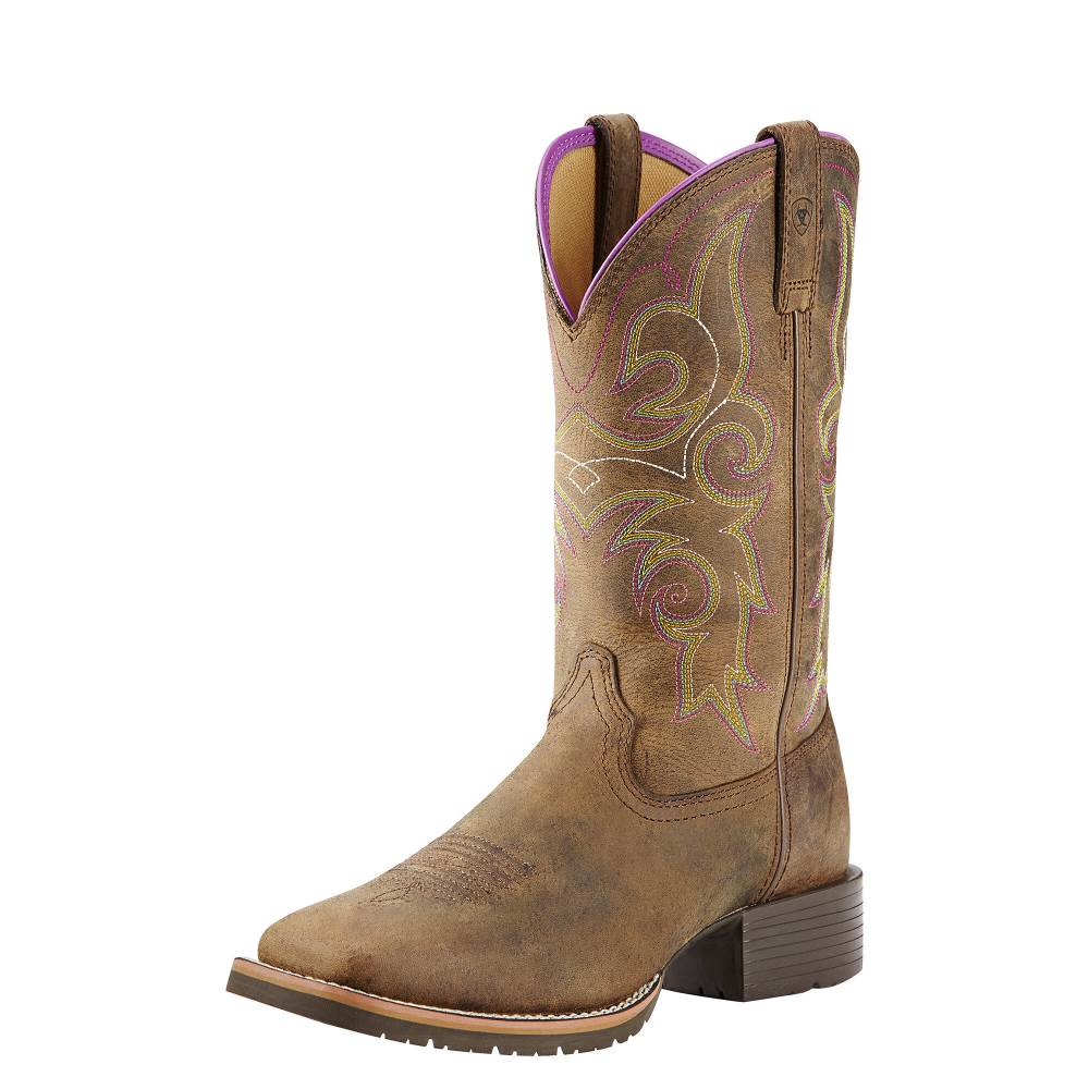 Ariat Hybrid Rancher Western Boot - DISTRESSED BROWN - Click Image to Close