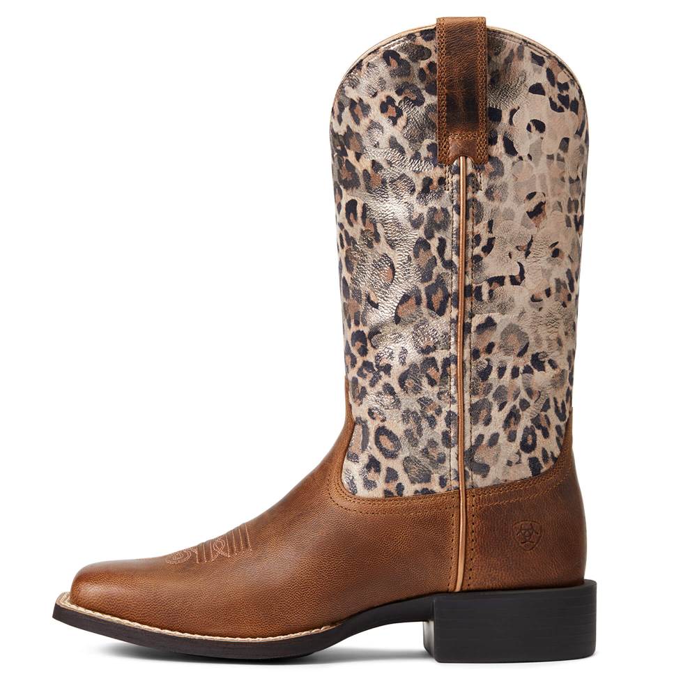 Ariat Round Up Wide Square Toe Western Boot - PEARL BROWN