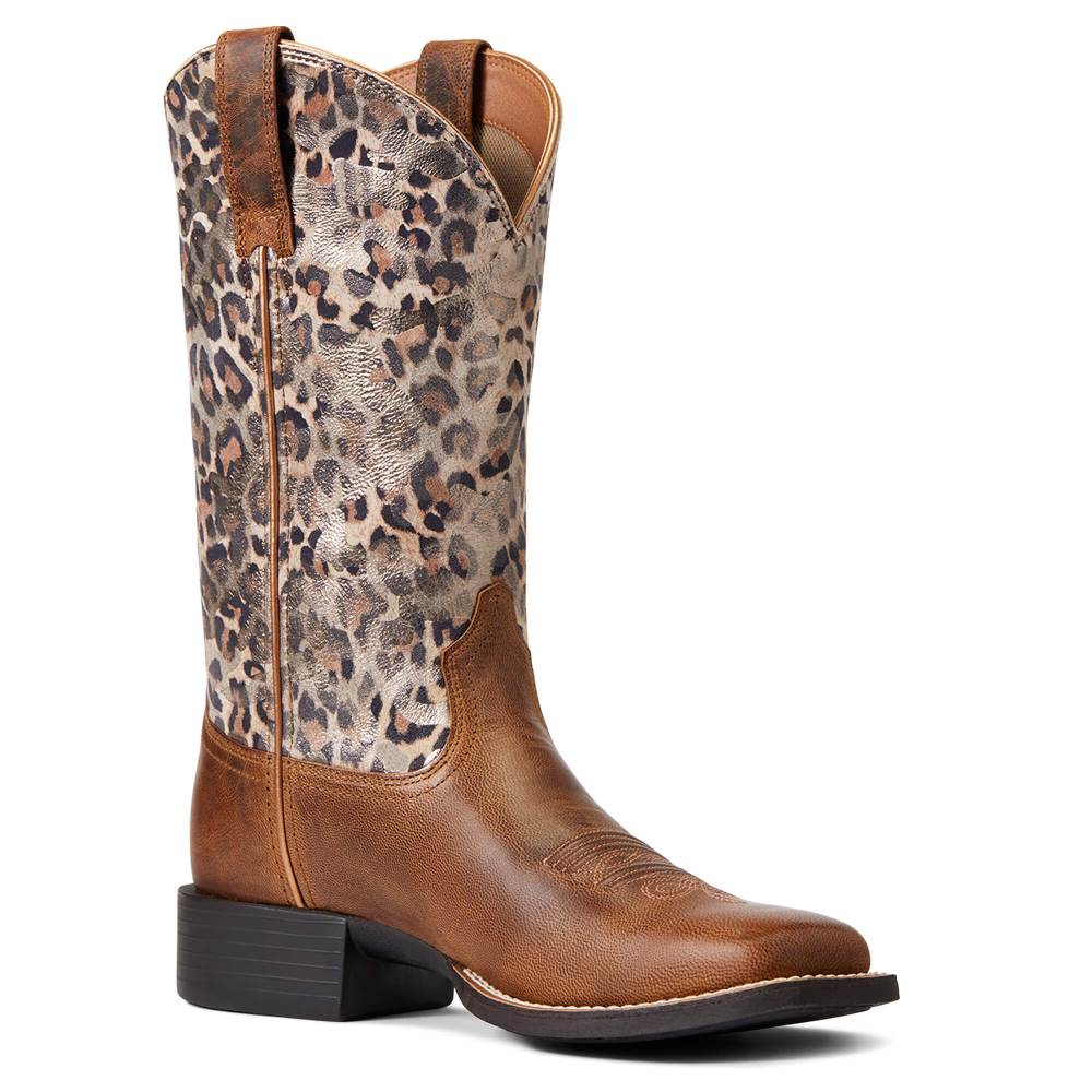 Ariat Round Up Wide Square Toe Western Boot - PEARL BROWN